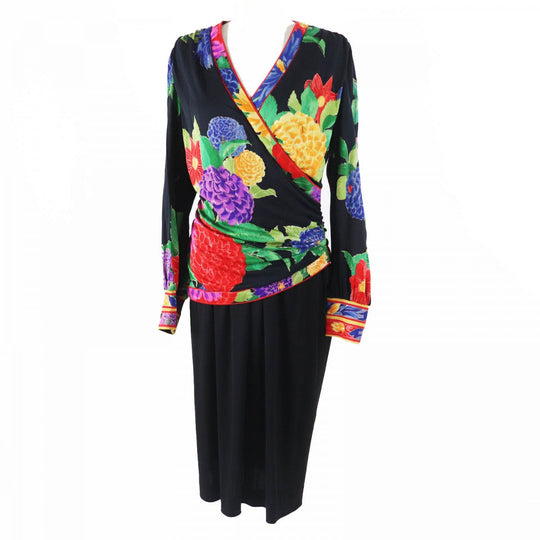 LEONARD one piece Main: 100% silk, Main: 65% acetate, Main: 35% polyester Multi Black Women Used Authentic