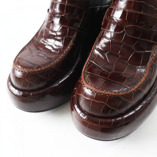 LOEWE short boots Embossed leather Brown black 38