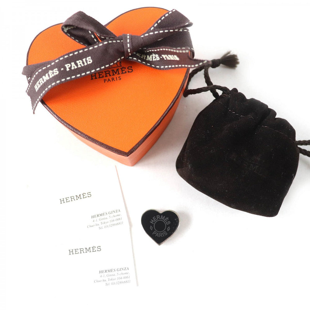 HERMES Scarf ring metal black Cool heart Women Used Authentic
