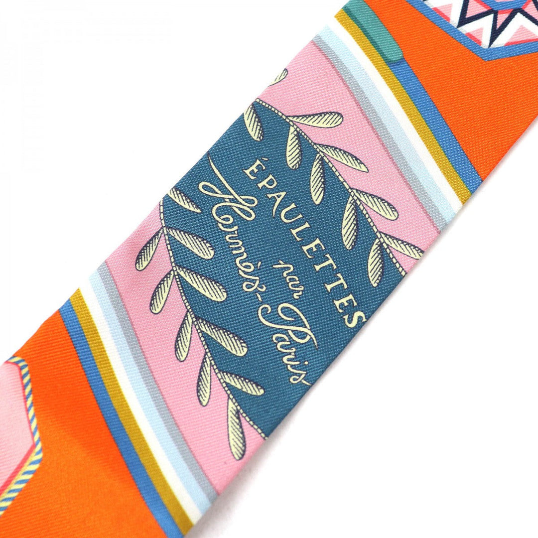 HERMES scarf 063983S silk ORENGE/VERT/JAUNE Twilly EPAULETTES DE GALA Ceremonial epaulettes