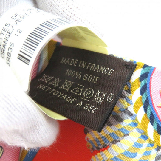 HERMES scarf 063983S silk ORENGE/VERT/JAUNE Twilly EPAULETTES DE GALA Ceremonial epaulettes