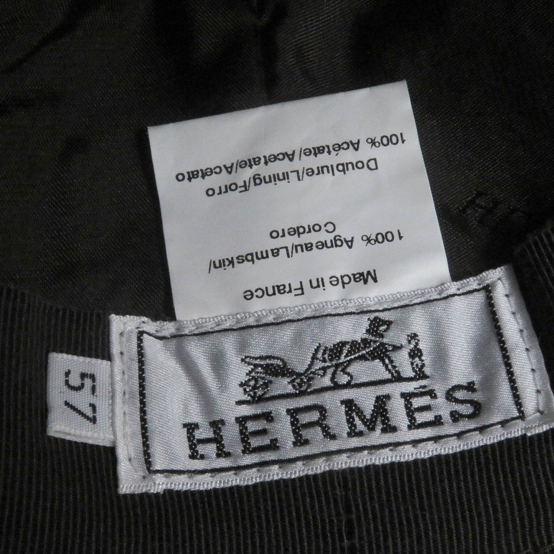 HERMES hat lambskin beige 57