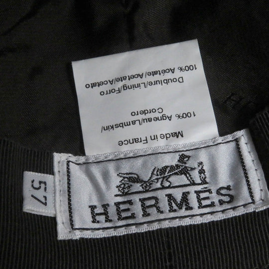 HERMES hat lambskin beige 57