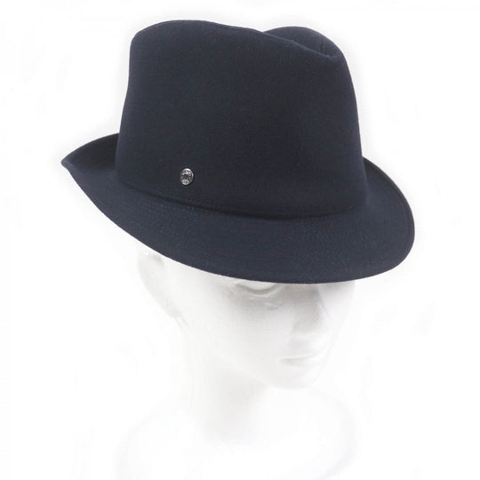 HERMES hat Outer: 100% cashmere, Lining: 35% silk, Lining: 65% rayon, Part: 60% rayon, Part: 40% cotton Navy mens 57 Used Authentic