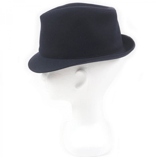 HERMES hat Outer: 100% cashmere, Lining: 35% silk, Lining: 65% rayon, Part: 60% rayon, Part: 40% cotton Navy mens 57 Used Authentic