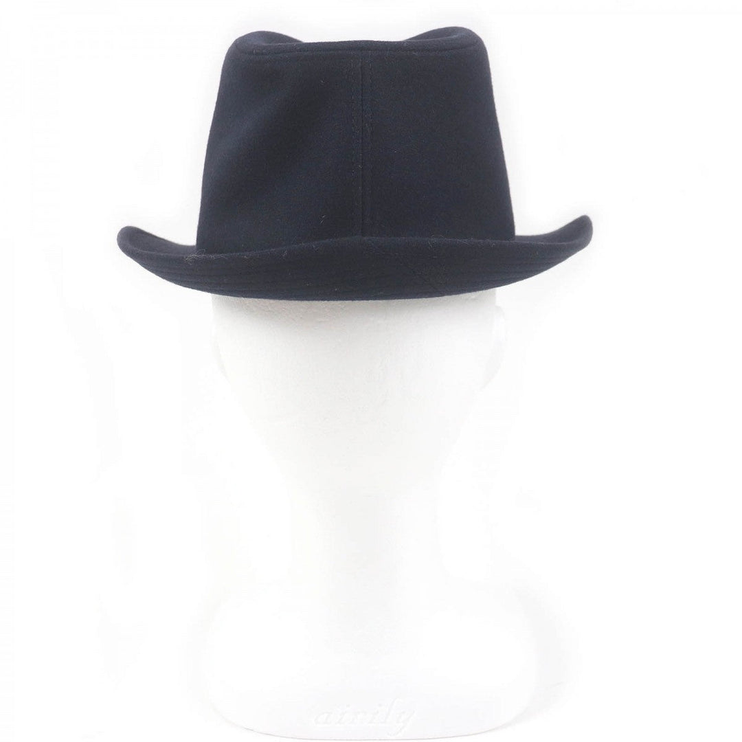 HERMES hat Outer: 100% cashmere, Lining: 35% silk, Lining: 65% rayon, Part: 60% rayon, Part: 40% cotton Navy mens 57 Used Authentic