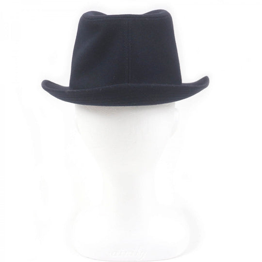 HERMES hat Outer: 100% cashmere, Lining: 35% silk, Lining: 65% rayon, Part: 60% rayon, Part: 40% cotton Navy mens 57 Used Authentic