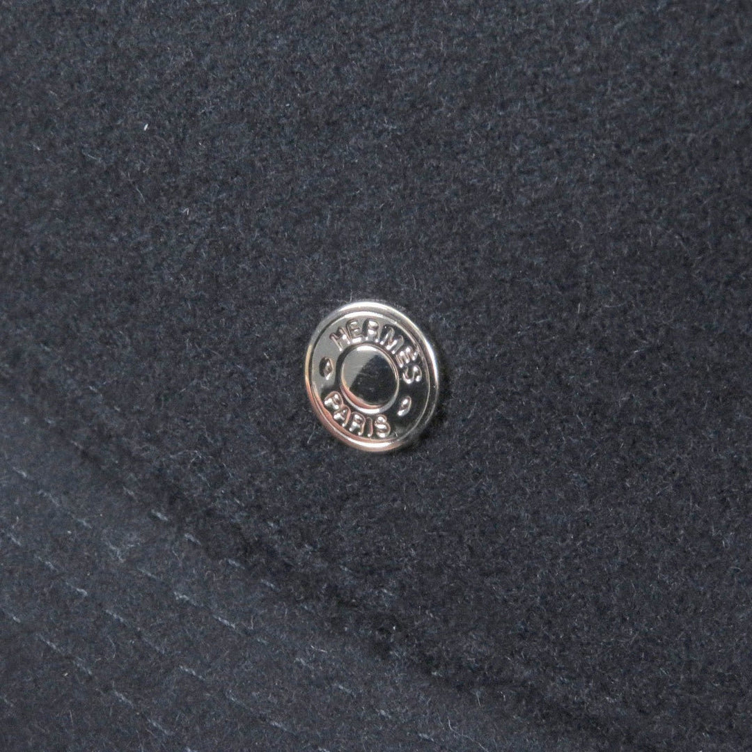 HERMES hat Outer: 100% cashmere, Lining: 35% silk, Lining: 65% rayon, Part: 60% rayon, Part: 40% cotton Navy mens 57 Used Authentic