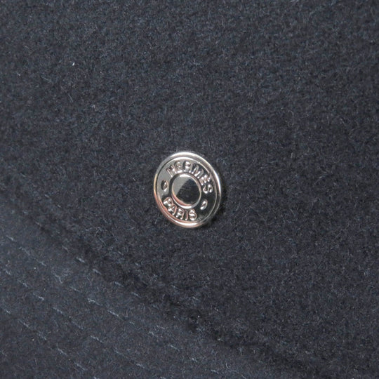 HERMES hat Outer: 100% cashmere, Lining: 35% silk, Lining: 65% rayon, Part: 60% rayon, Part: 40% cotton Navy mens 57 Used Authentic