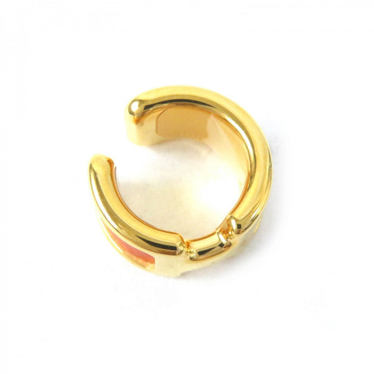 HERMES Earring Epsom Orange gold Olympe PM ear cuff Women Used Authentic