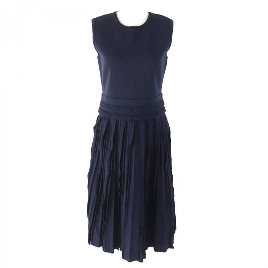 FOXEY one piece 40111 Main: 56% acetate, Main: 44% nylon Dark navy Knit Dress Women 40 Used Authentic