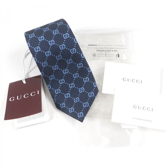 GUCCI tie 790227 Main: 100% silk, Lining: 60% cupra, Lining: 40% silk Navy mens Used Authentic