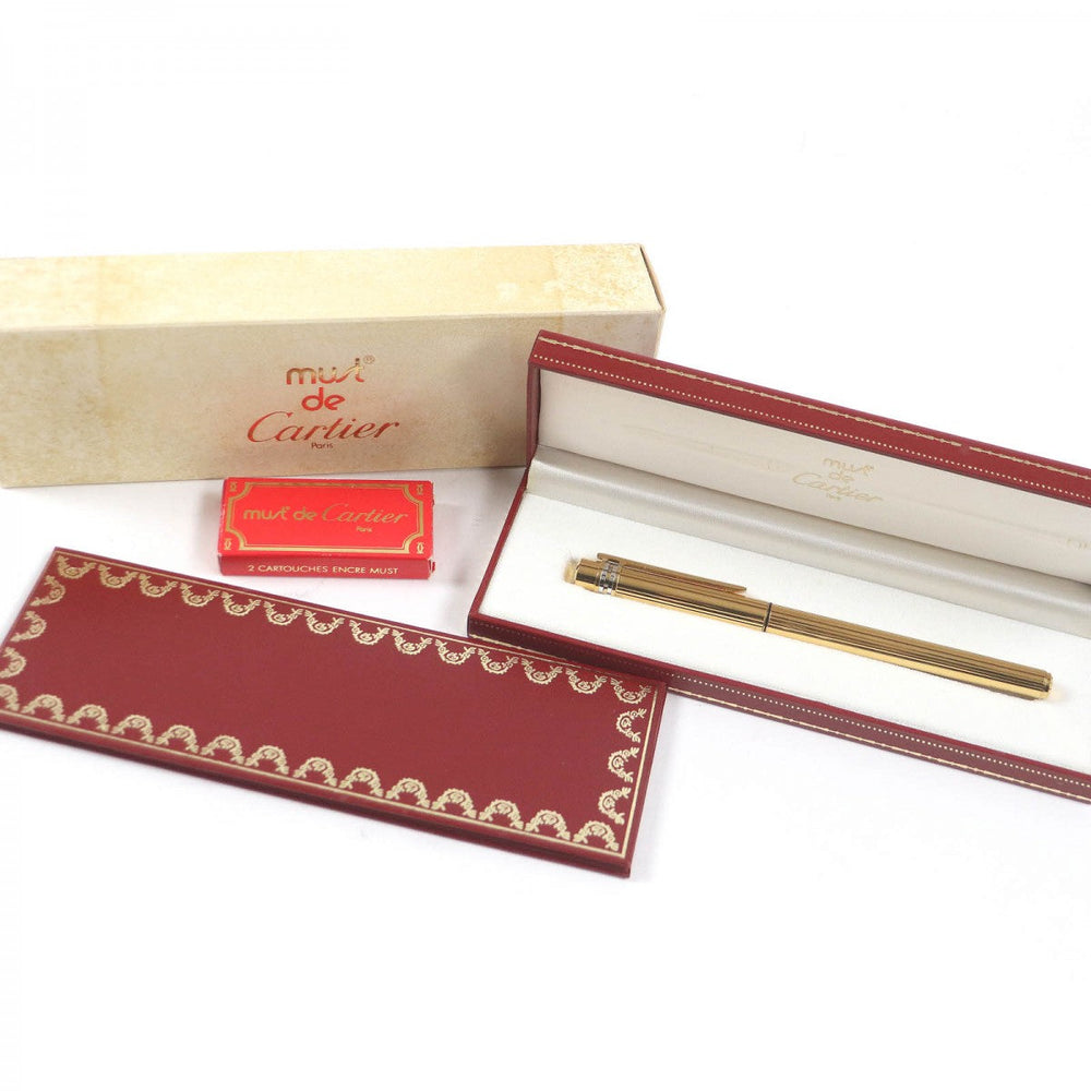 CARTIER fountain pen Pen tip: 18K Gold silver PANTHERE mens Used Authentic