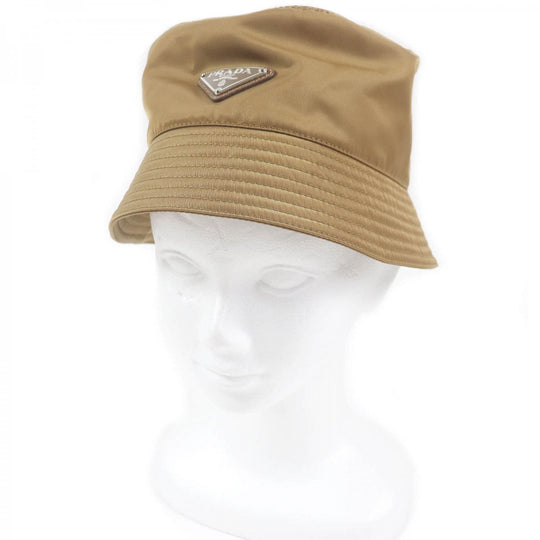 PRADA hat 2HC137 Outer: 100% recycled polyamide, Lining: 100% cotton, Partially calf leather Brown mens L Used Authentic