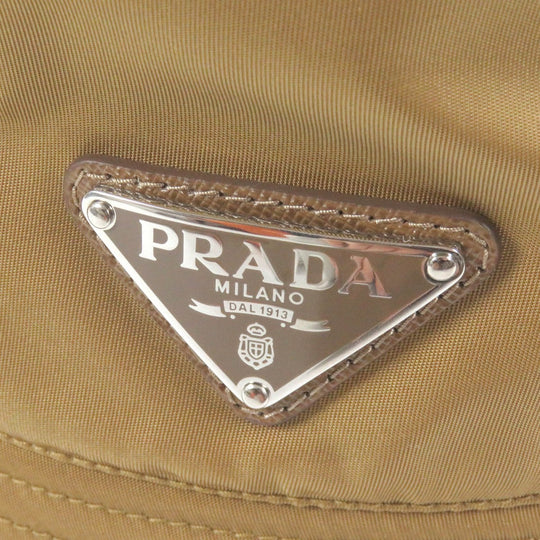 PRADA hat 2HC137 Outer: 100% recycled polyamide, Lining: 100% cotton, Partially calf leather Brown mens L Used Authentic