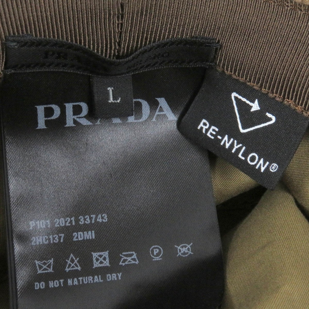 PRADA hat 2HC137 Outer: 100% recycled polyamide, Lining: 100% cotton, Partially calf leather Brown mens L Used Authentic
