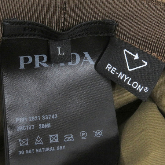 PRADA hat 2HC137 Outer: 100% recycled polyamide, Lining: 100% cotton, Partially calf leather Brown mens L Used Authentic