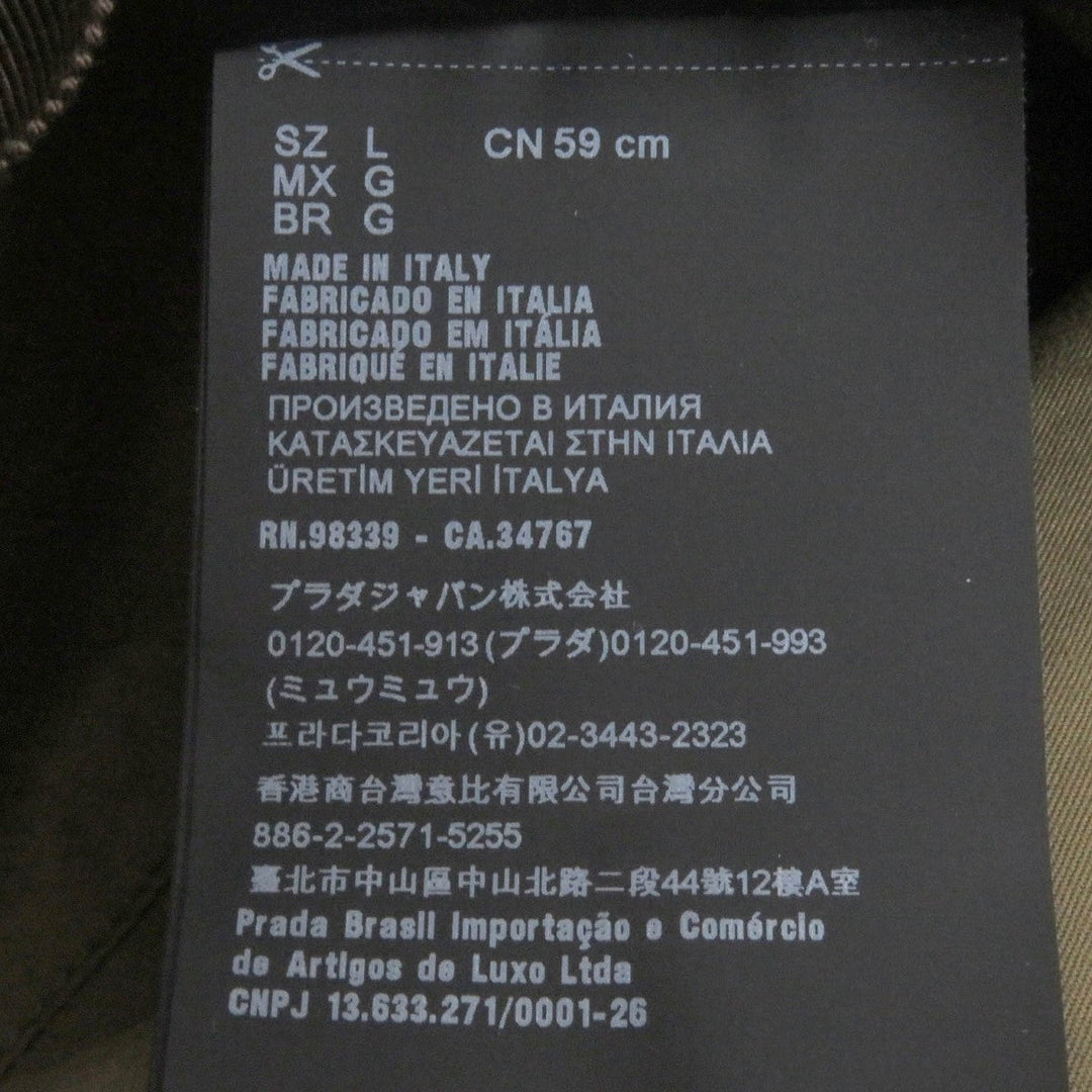 PRADA hat 2HC137 Outer: 100% recycled polyamide, Lining: 100% cotton, Partially calf leather Brown mens L Used Authentic