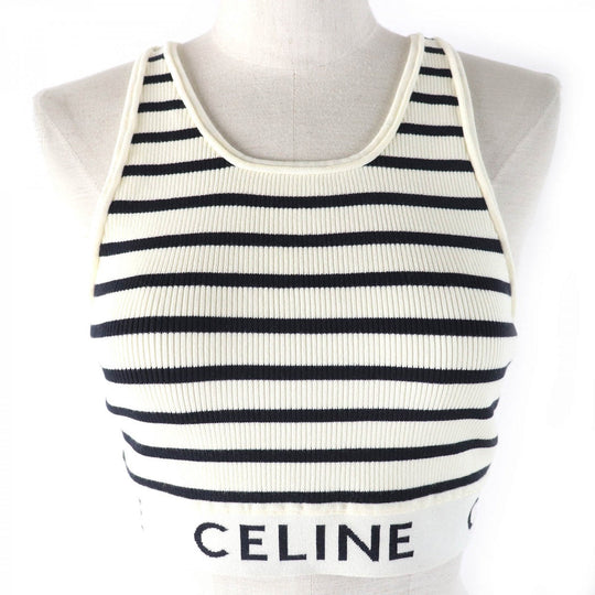 CELINE Tank top 2A22O372N Main: 77% cotton, 21% nylon, 2% polyurethane Off-white black Women L Used Authentic