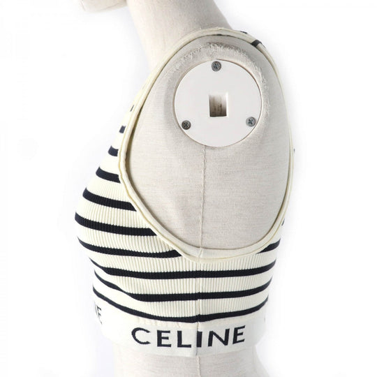 CELINE Tank top 2A22O372N Main: 77% cotton, 21% nylon, 2% polyurethane Off-white black Women L Used Authentic