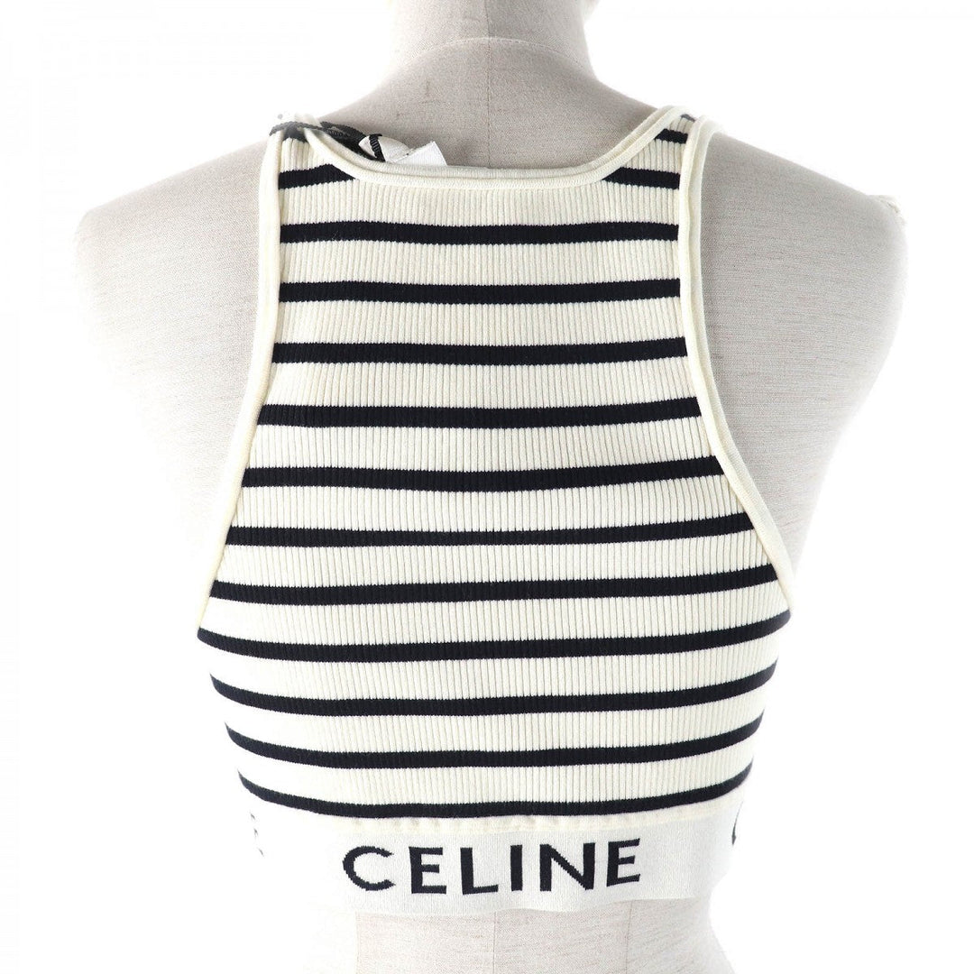 CELINE Tank top 2A22O372N Main: 77% cotton, 21% nylon, 2% polyurethane Off-white black Women L Used Authentic