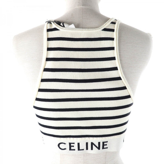 CELINE Tank top 2A22O372N Main: 77% cotton, 21% nylon, 2% polyurethane Off-white black Women L Used Authentic