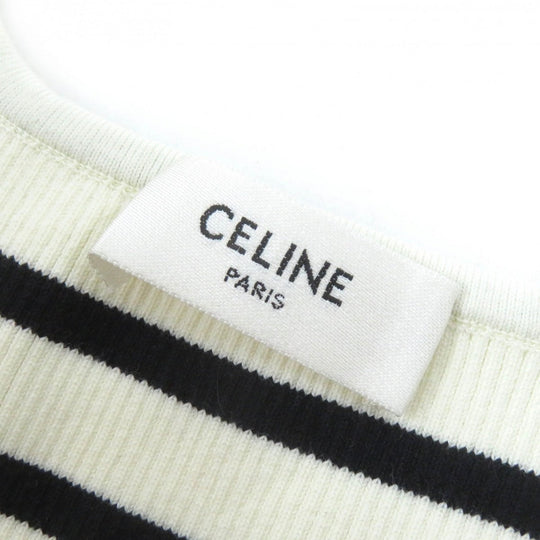 CELINE Tank top 2A22O372N Main: 77% cotton, 21% nylon, 2% polyurethane Off-white black Women L Used Authentic
