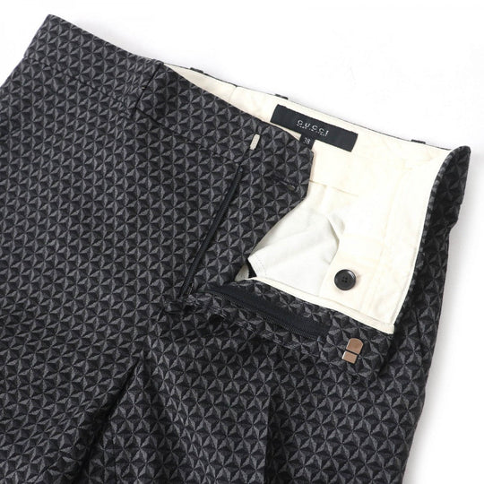 GUCCI Pants 367794 Outer: 55% wool, Outer: 44% rayon, Outer: 1% polyurethane, Lining: 67% rayon, Lining: 33% polyester Black Grey Women 38 Used Authentic