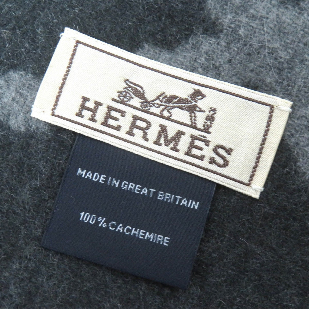 HERMES Scarf Main: 100% cashmere Anthracite/Gris Cine Click crack mens Used Authentic