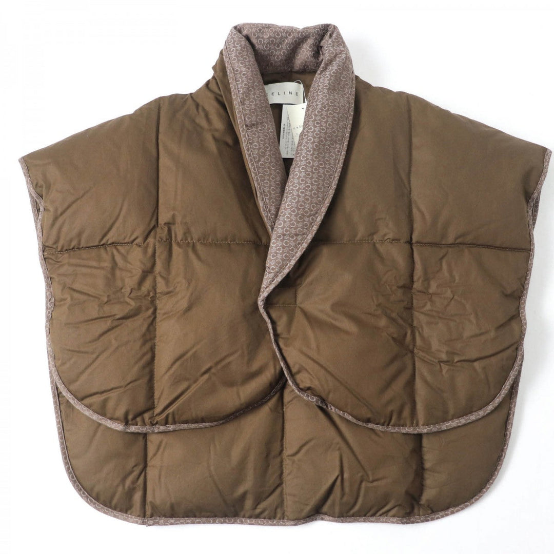 CELINE poncho Main: 100% cotton, Part: 75% cotton, Part: 25% polyester, Filling: 80% down, Filling: 20% feather Brown Women Used Authentic