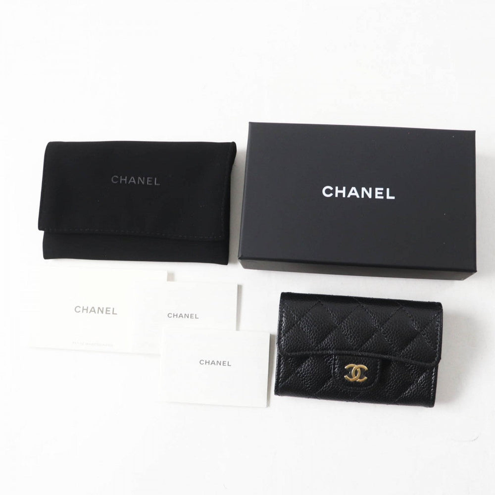 CHANEL Card Case AP0214 Main: Caviar skin black Matrasse Classic flap Card Case Women Used Authentic