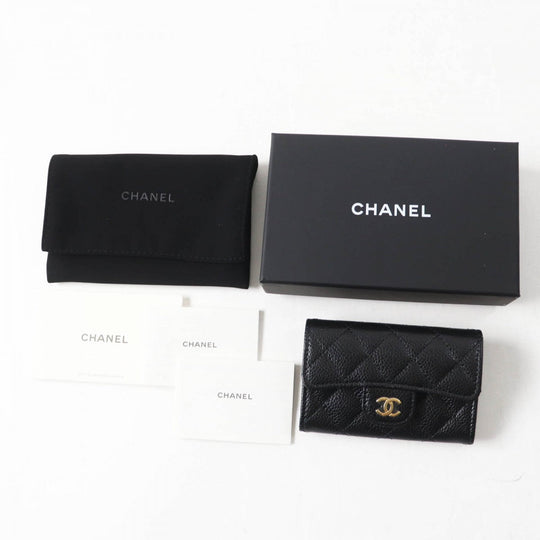 CHANEL Card Case AP0214 Main: Caviar skin black Matrasse Classic flap Card Case Women Used Authentic