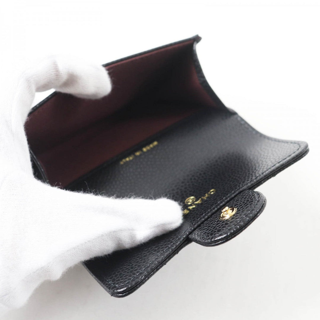 CHANEL Card Case AP0214 Main: Caviar skin black Matrasse Classic flap Card Case Women Used Authentic