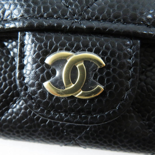 CHANEL Card Case AP0214 Main: Caviar skin black Matrasse Classic flap Card Case Women Used Authentic