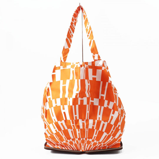 HERMES Eco bag Main: Buffle Skipper, Main: Silk Brown orange Silky pop Women Used Authentic