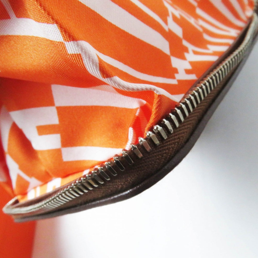 HERMES Eco bag Main: Buffle Skipper, Main: Silk Brown orange Silky pop Women Used Authentic