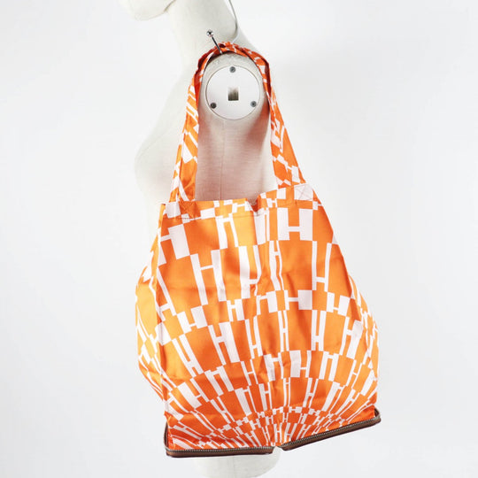 HERMES Eco bag Main: Buffle Skipper, Main: Silk Brown orange Silky pop Women Used Authentic