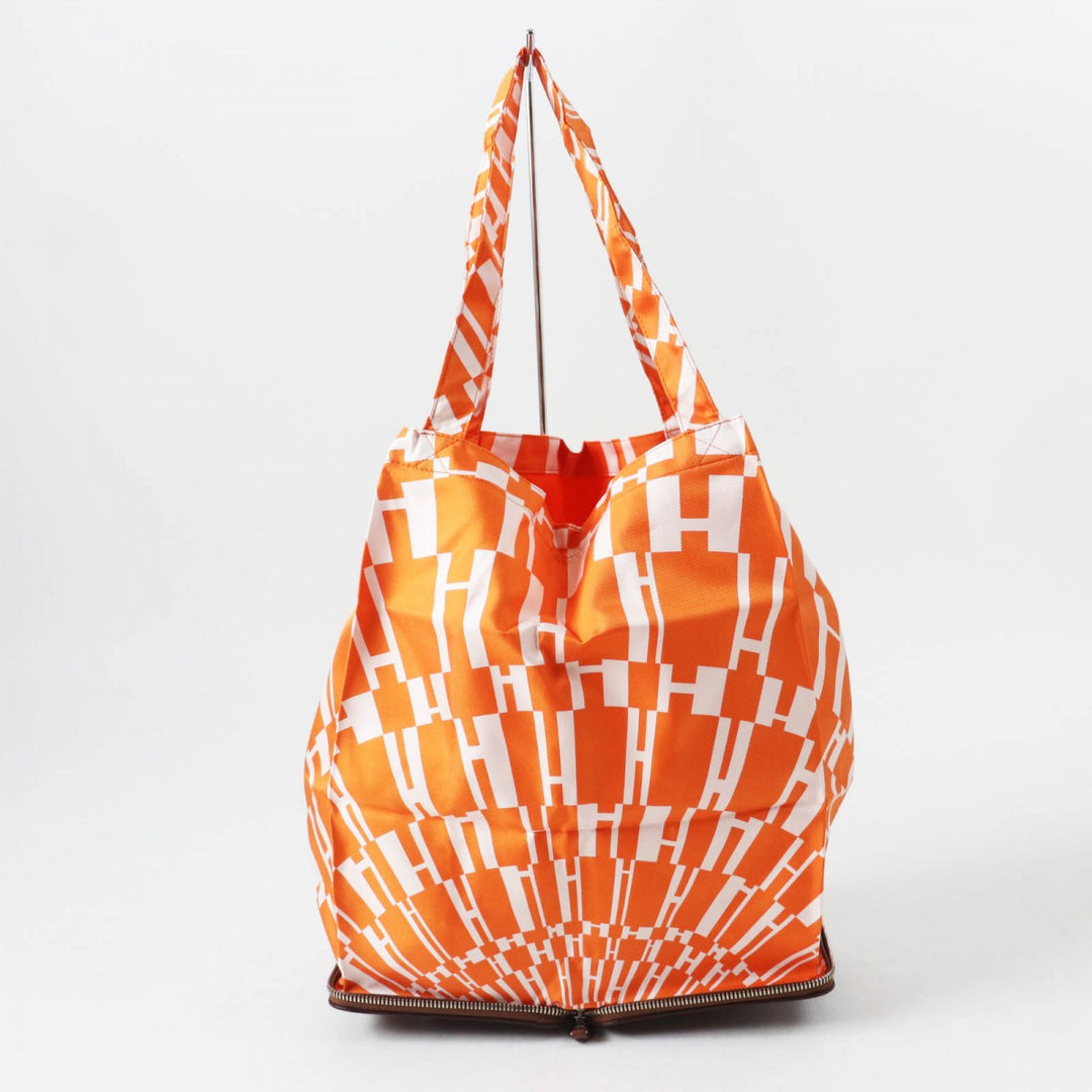 HERMES Eco bag Main: Buffle Skipper, Main: Silk Brown orange Silky pop Women Used Authentic