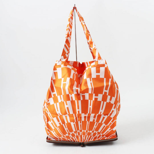 HERMES Eco bag Main: Buffle Skipper, Main: Silk Brown orange Silky pop Women Used Authentic