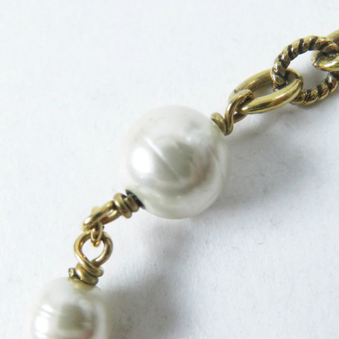 GUCCI bracelet 664352 Metal, Glass Pearl gold Flower and Pearl Interlocking G logo Women Used Authentic
