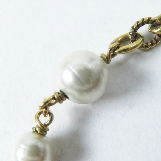 GUCCI bracelet 664352 Metal, Glass Pearl gold Flower and Pearl Interlocking G logo Women Used Authentic