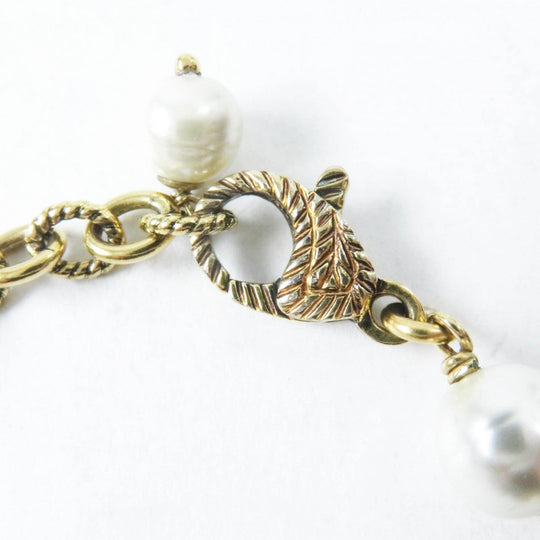 GUCCI bracelet 664352 Metal, Glass Pearl gold Flower and Pearl Interlocking G logo Women Used Authentic