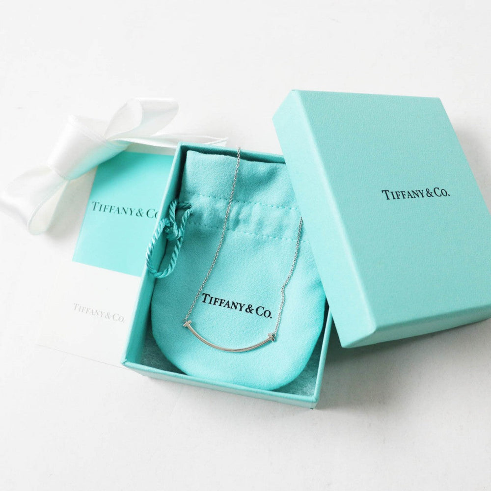 TIFFANY&Co. Necklace Main�FAG925 Silver T Smile Women Used Authentic
