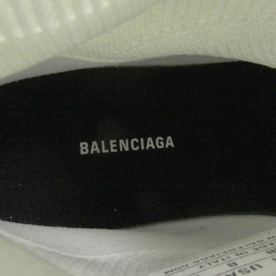 BALENCIAGA High cut sneakers 92% polyester, 8% spandex white Recycled knit Speed 2.0 Full Clear Sole Graffiti mens 38 Used Authentic