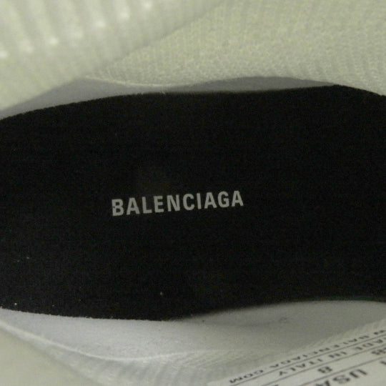 BALENCIAGA High cut sneakers 92% polyester, 8% spandex white Recycled knit Speed 2.0 Full Clear Sole Graffiti mens 38 Used Authentic