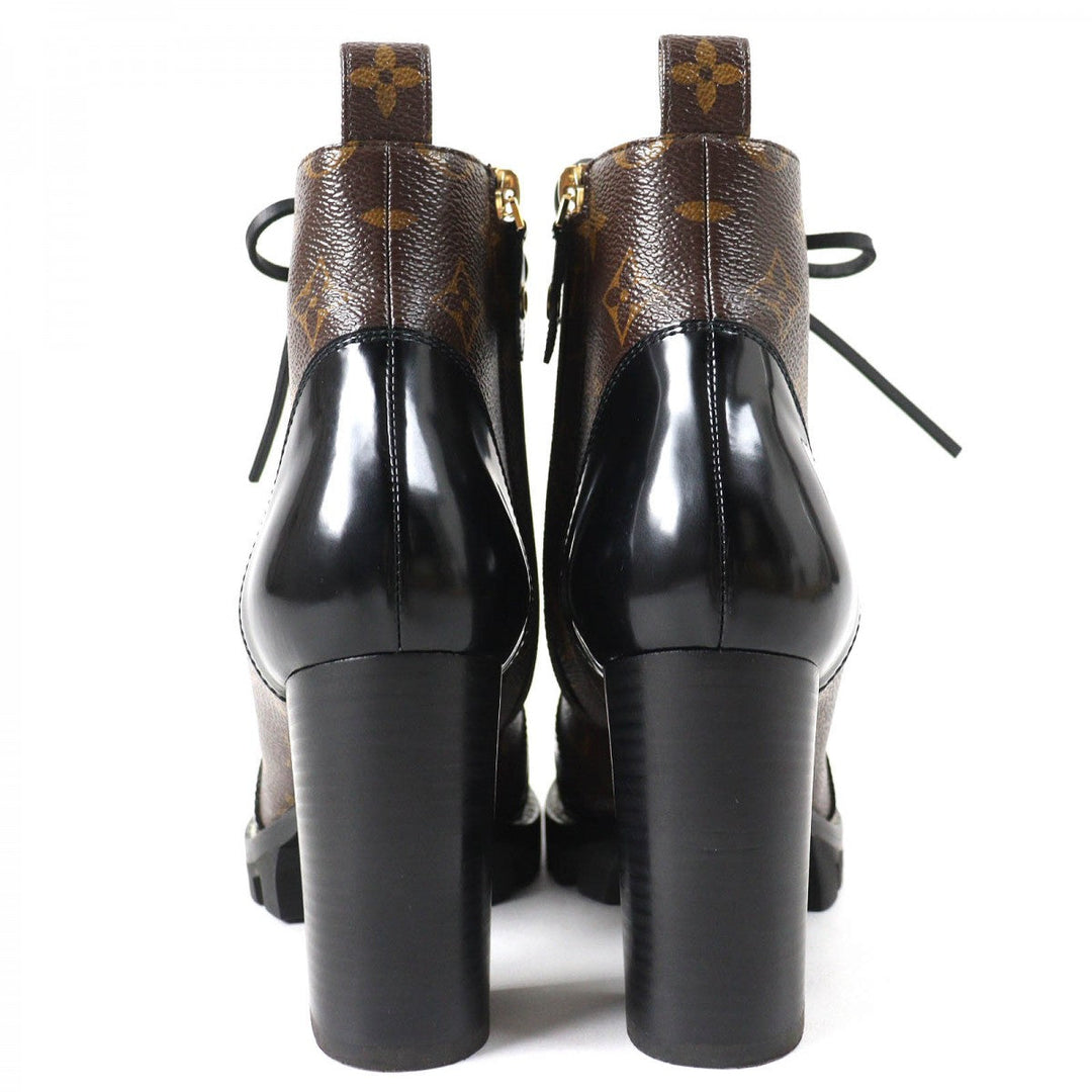 LOUIS VUITTON short boots Main: Monogram canvas, Part: Leather Black brown Star trail line Women 37.5 Used Authentic