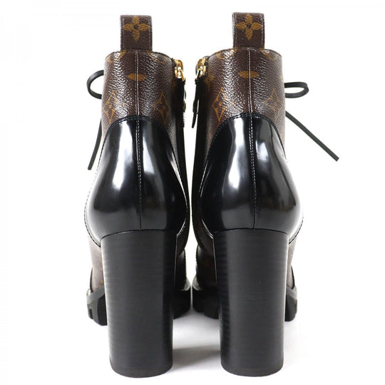 LOUIS VUITTON short boots Main: Monogram canvas, Part: Leather Black brown Star trail line Women 37.5 Used Authentic