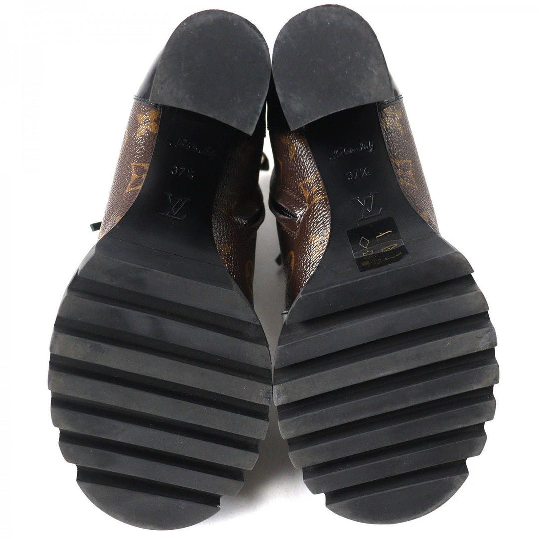 LOUIS VUITTON short boots Main: Monogram canvas, Part: Leather Black brown Star trail line Women 37.5 Used Authentic