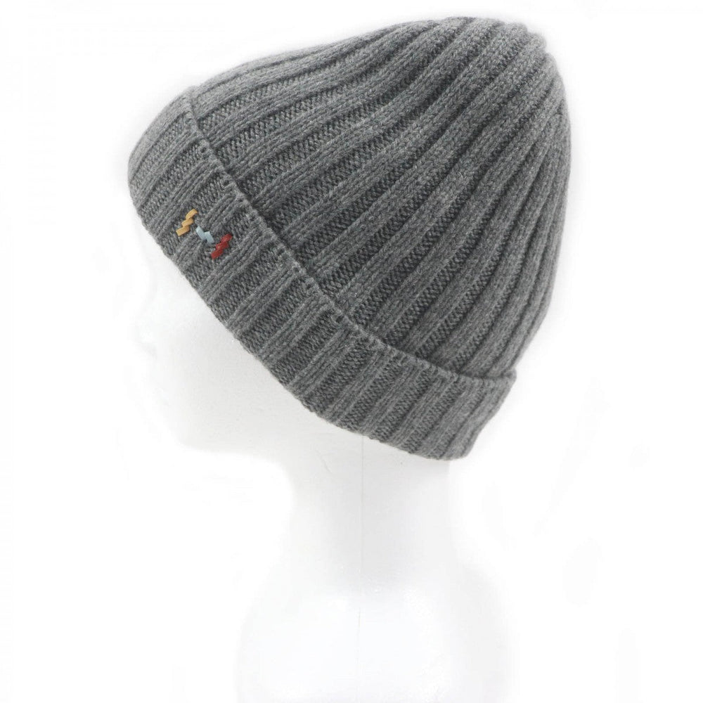 HERMES Knit cap Main: 80% cashmere, Main: 20% silk, Part: sheep leather gray mens M Used Authentic