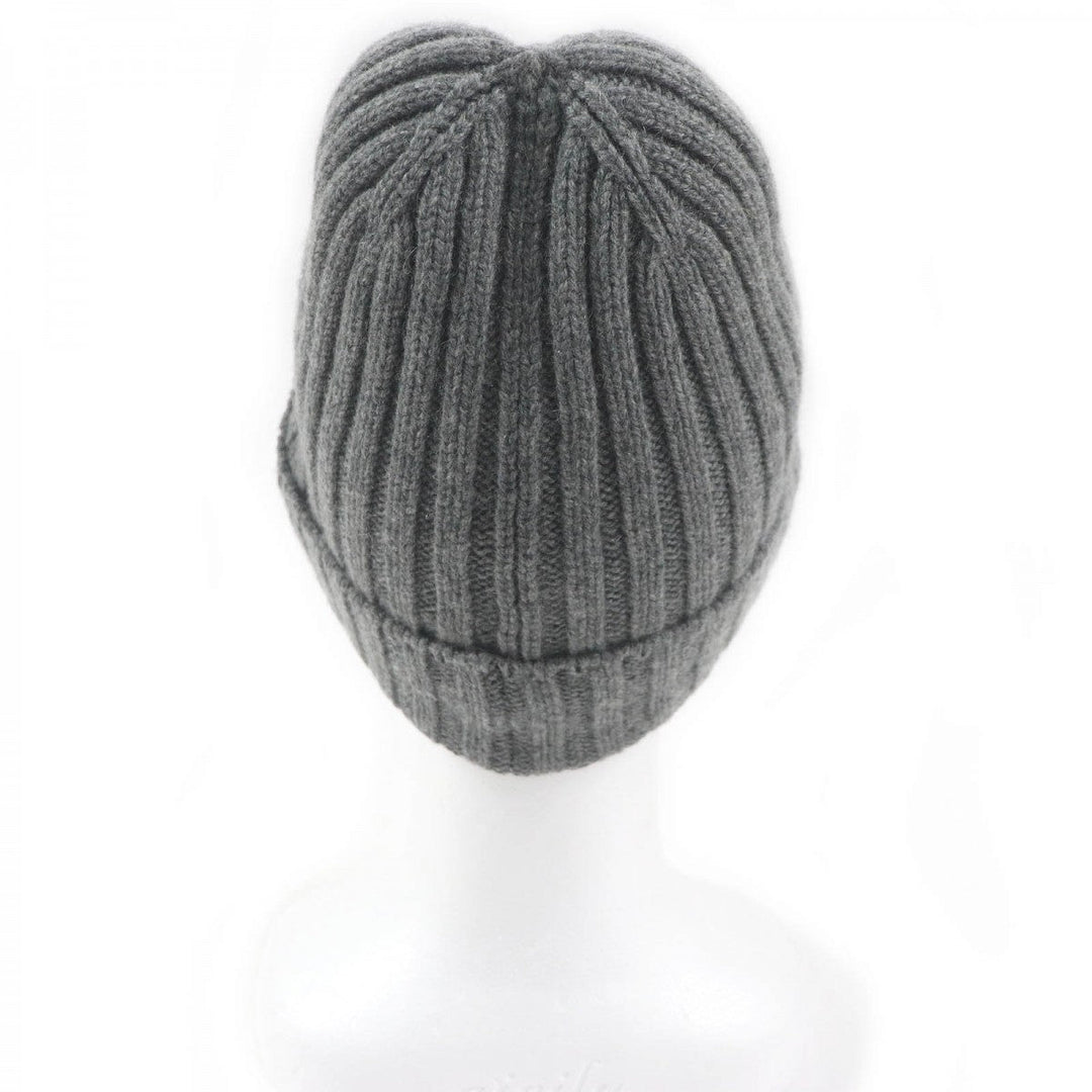 HERMES Knit cap Main: 80% cashmere, Main: 20% silk, Part: sheep leather gray mens M Used Authentic